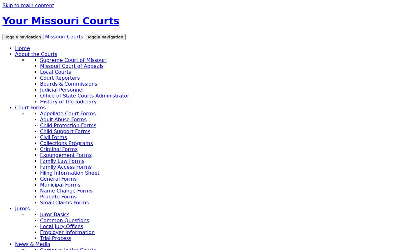 Johnson County case lookup through the official Missouri Courts record portal