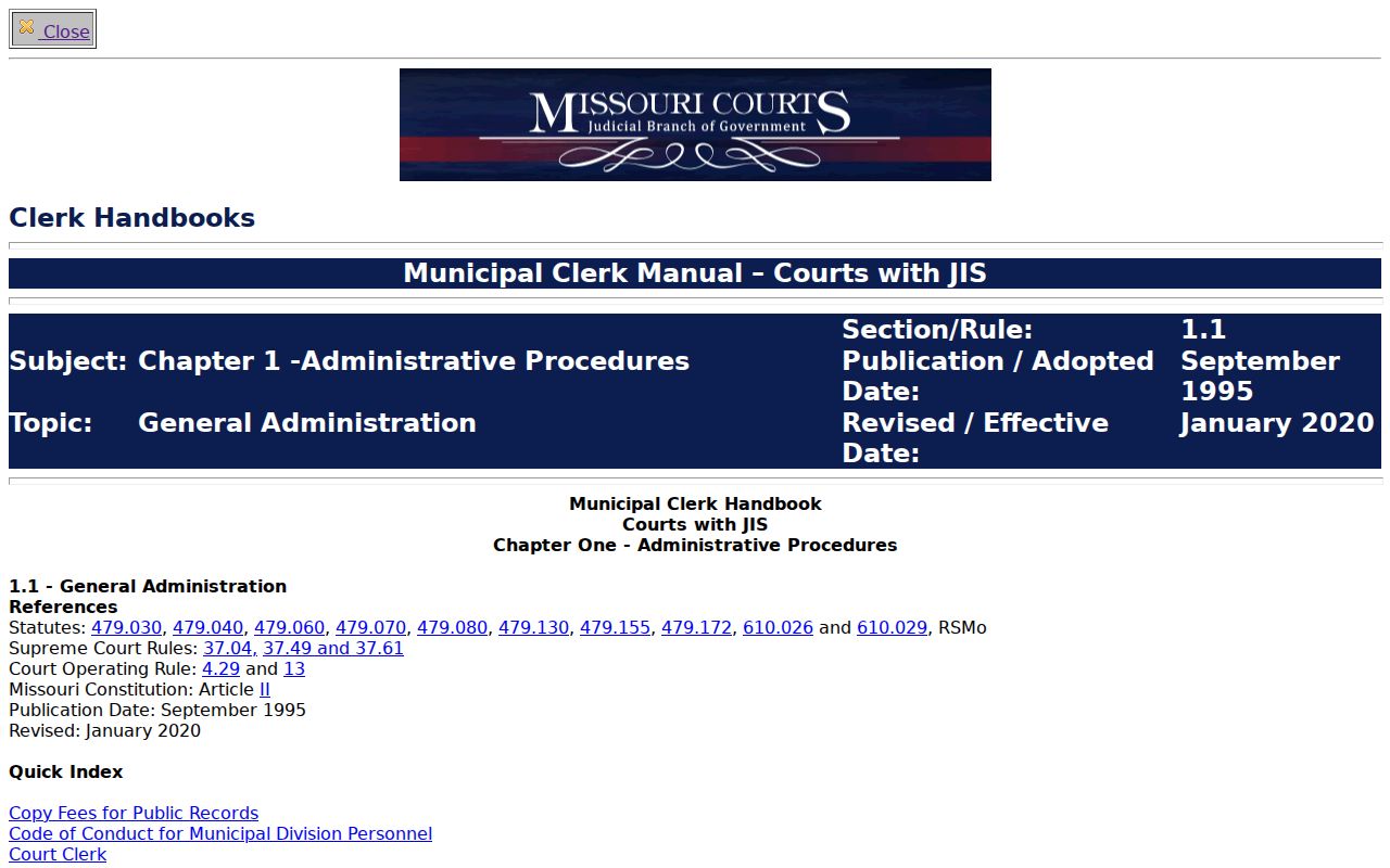Johnson County court date record and official Missouri municipal court calendar procedures