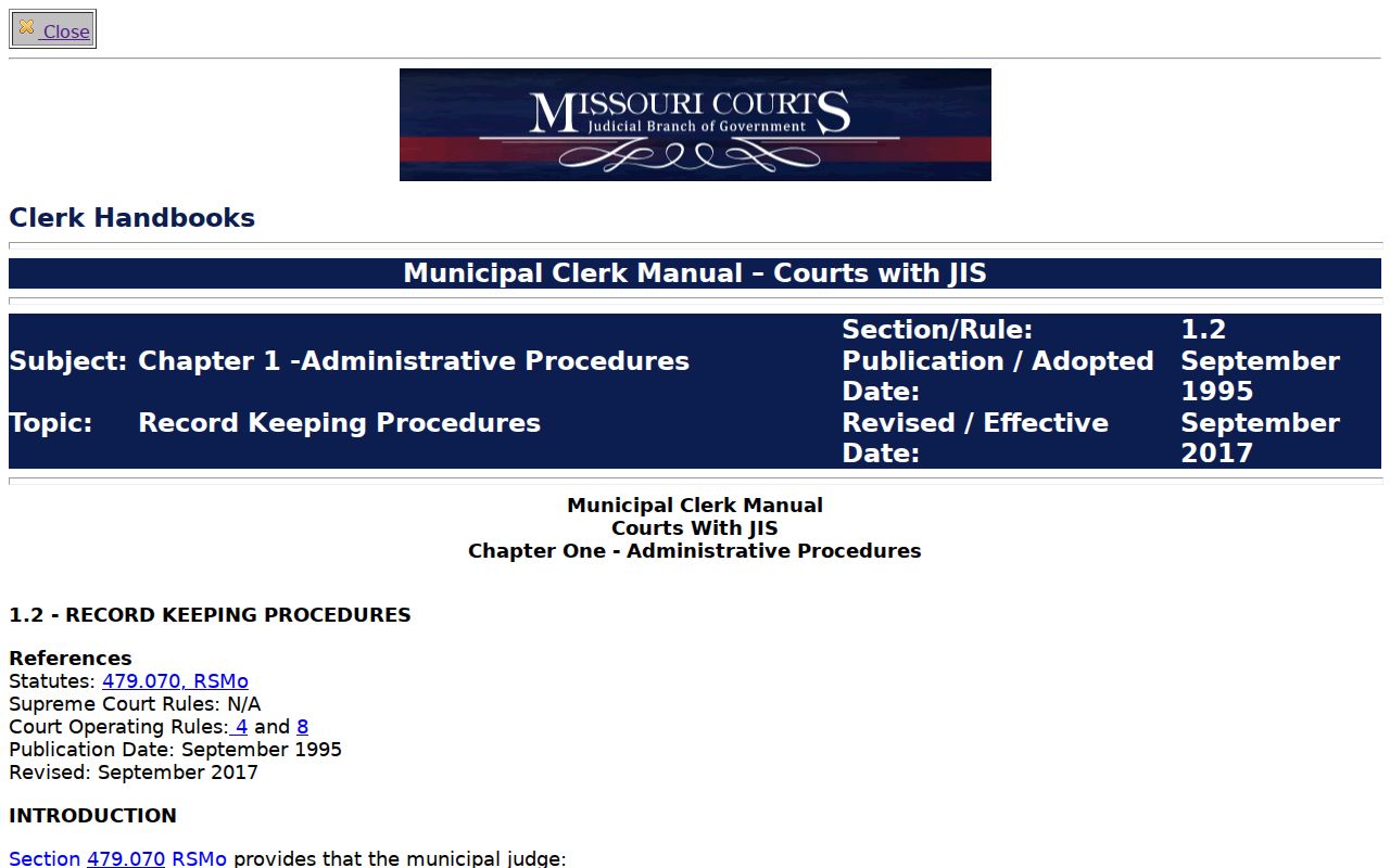 Johnson County court date record showing official municipal calendar guidance