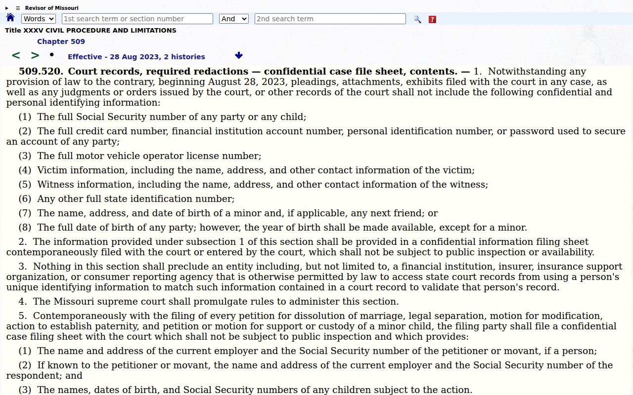 Johnson County court records redaction statute source