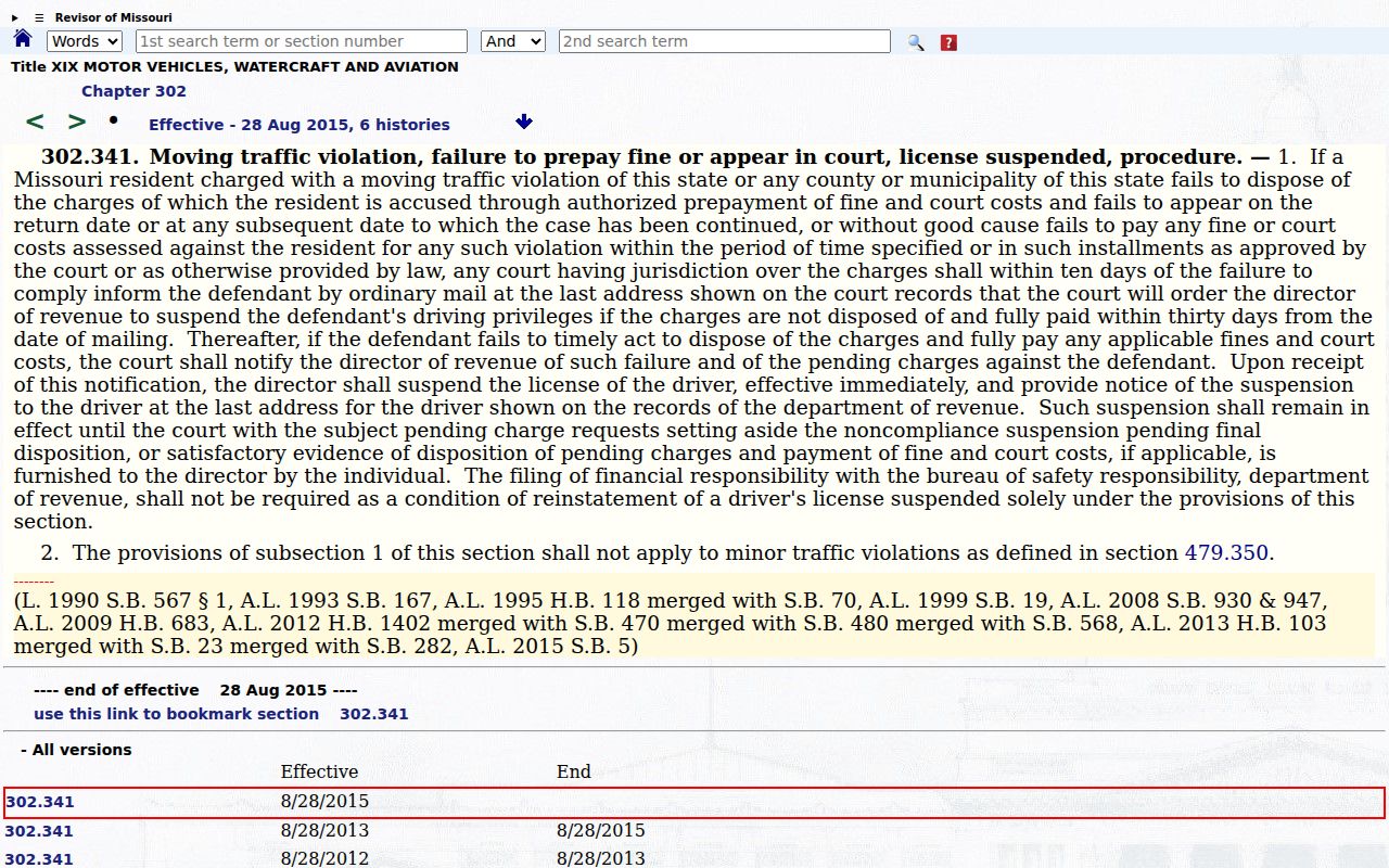 Johnson County traffic tickets failure to appear statute source