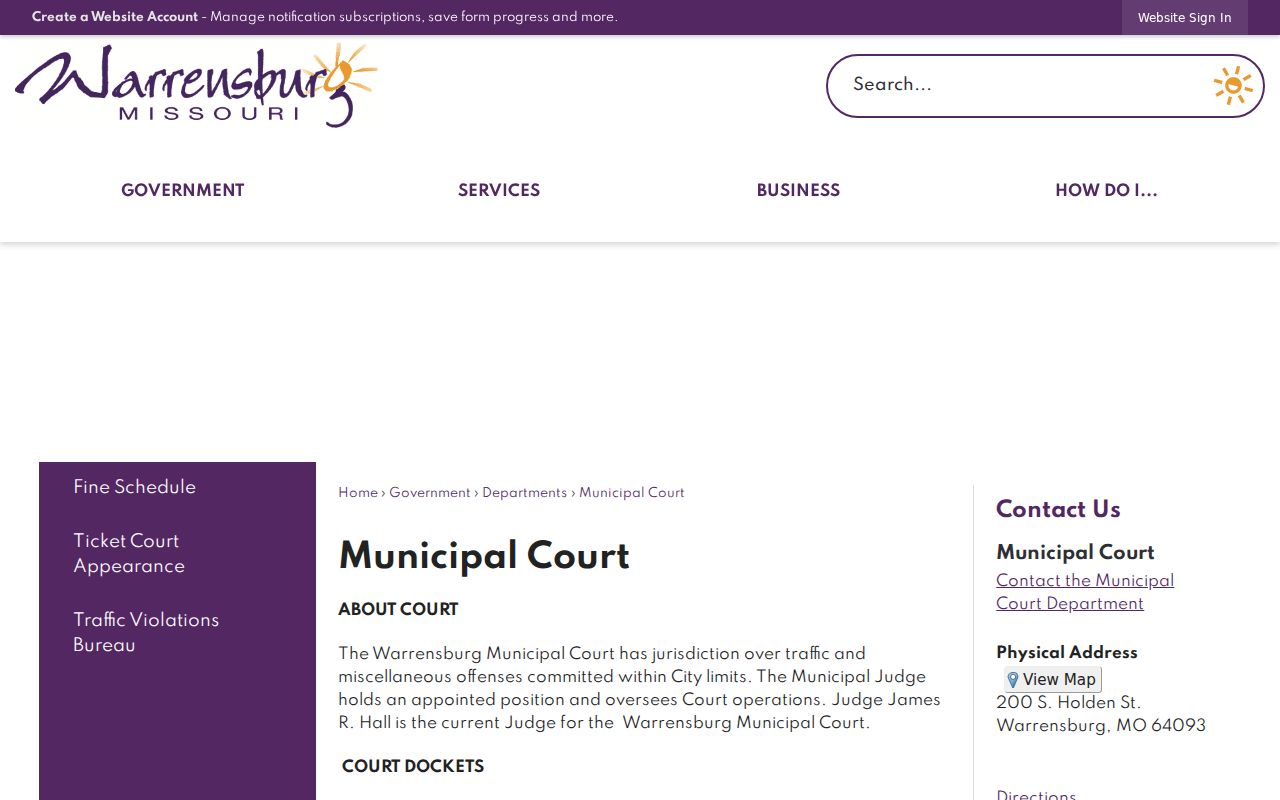 Johnson County Warrensburg court docket municipal court source page