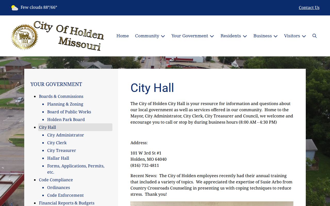 Johnson County Holden court records City Hall administrative office